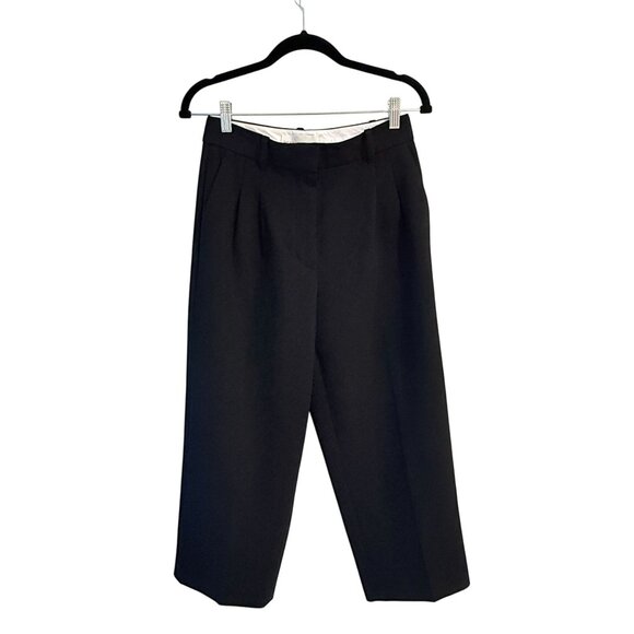 Aritzia Wilfred The Effortless Pant Cropped High-Rise Wide Leg Crepe 4 Black - Picture 4 of 11